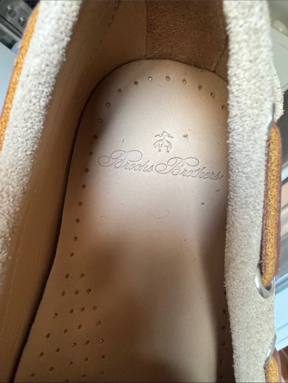 Brooks Brothers Men’s Khaki Suede Camp Boat Shoes Moccasins